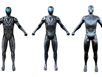 Futuristic Cyborg Nano Suit Character Low-poly 3D model