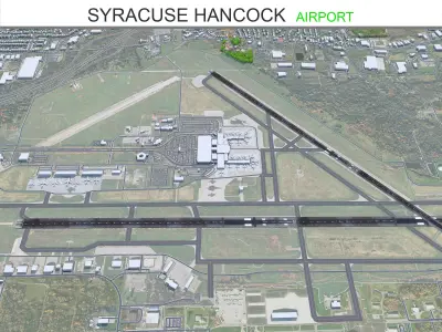 Syracuse Hancock Airport 10km Low-poly 3D model