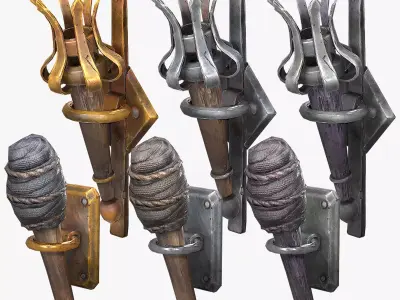 Torch Lighting Pack Low-poly 3D model