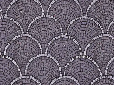 Decorative Fan Pattern Stone Pavement Texture