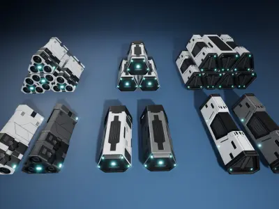 Sci-Fi Cargo and Warehouse props Low-poly 3D model