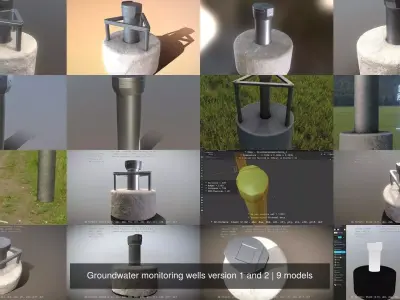 Groundwater monitoring wells version 1 and 2 3D Model Pack