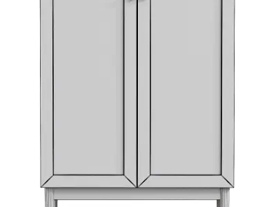 Door Black Rattan Storage Cabinet Vintage Style  Beige 3D model