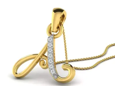 Pendants Collection letter e pendant with diamonds 3D print model