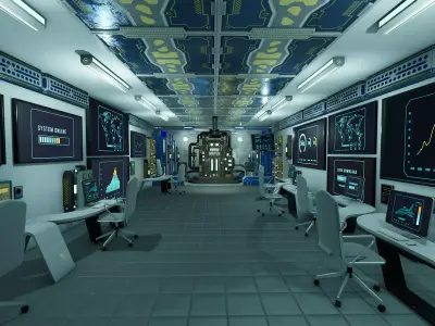 SciFi Control Room 2 Low-poly 3D model