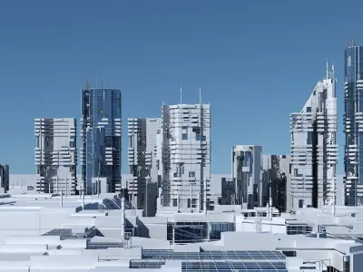 Futuristic Sci-Fi Skyscrapers 001 3D model