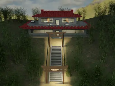 Bamboo sanctuary -VR world Low-poly 3D model Low-poly 3D model