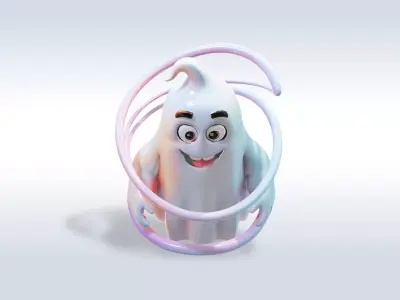 Cheerful Ghost Halloween Character 3D model purchase
