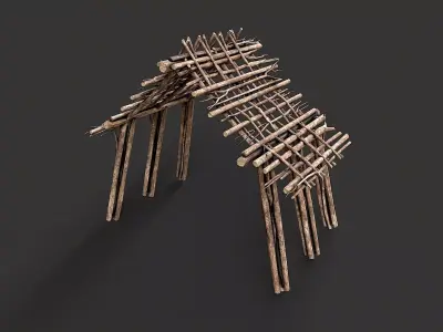 Primitive Wood Stick Jungle Shelter 9 Low-poly 3D model
