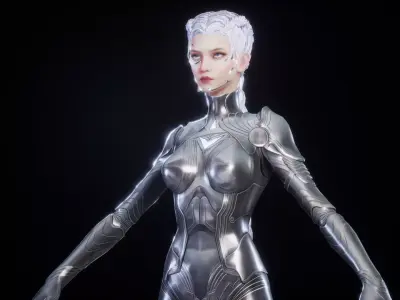 CHROME GIRL 3D MODEL Low-poly 3D model