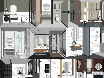 23  Sets Of  Bathroom  sketchup Model  INTERIOR DESIGN 3D model
