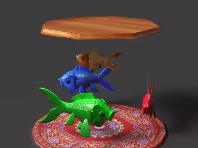 Chinese Fish Lantern  Low-poly 3D model