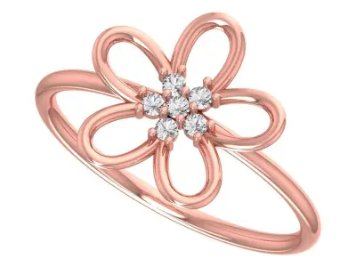 Solitaire Women Light Weight Flower Band Ring 3D print model