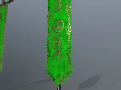 flag 4 pair of swords Low-poly 3D model