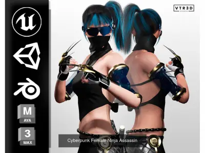 Cyberpunk Female Fighters Sci Fi 3D Model Pack