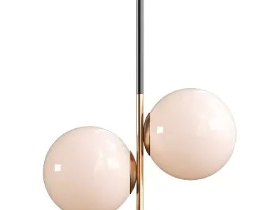 Drake 2 Light Glass Steel Dimmable Pendant 3D model