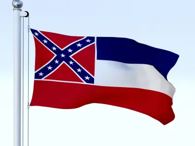 Animated Mississippi Flag Low-poly 3D model