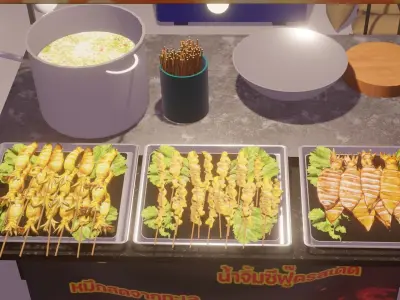 Grilled Squid Shop 3D model