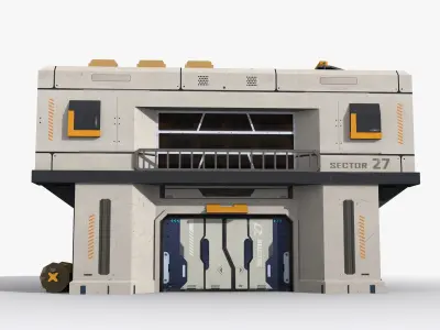 Factory Industrial Sci Fi x7 Low-poly 3D model