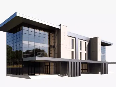 Modern Office Building 3D Model Low-poly 3D model