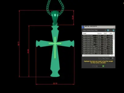 Light Gold 18K Cross Pendant 2CP045 3D print model