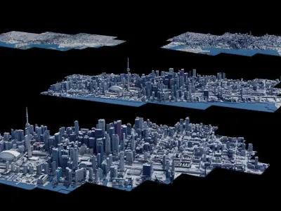 Realistic Toronto Scan - Multiple Qualities Low-poly 3D model
