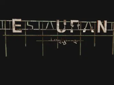 Abandoned Restaurant Sign Low-poly 3D model