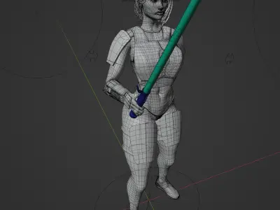 Sexy Armored Energy Sword Woman 3D print model