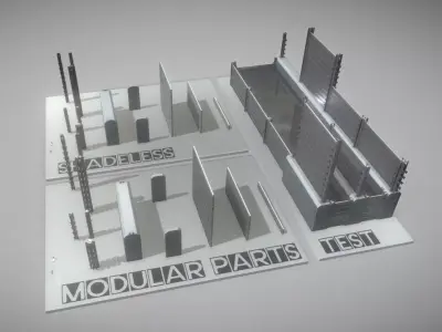 Modular Water Barrier - Construction Set Low-poly 3D model