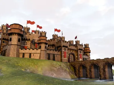 Modular Fortress Castle Environment Kit High Quality PBR Low-poly 3D model