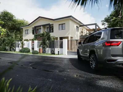 Dean House Exterior Facade Low-poly 3D model