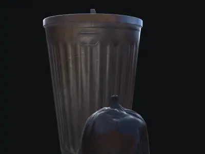 Trash Can Low-poly 3D model 18