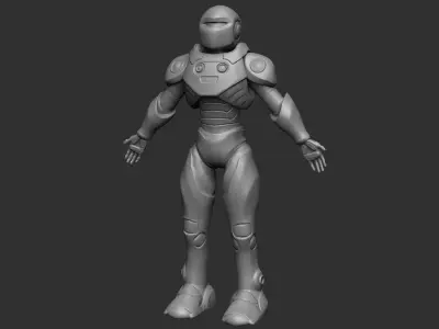 Robot Guard Sci fi Character Futuristic Rigged Animation Game Low-poly 3D model