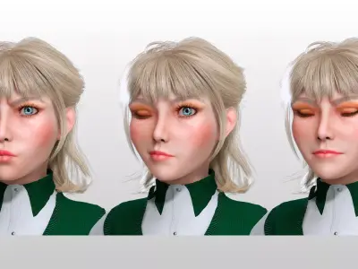 Stylized School Girl Character Realistic Female Student  Low-poly 3D model