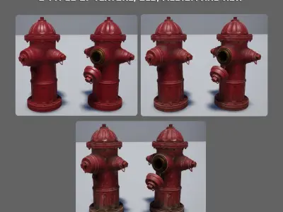 Hydrant new-mid-old Low-poly 3D model