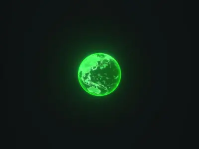 Green Hologram Planet Earth Hologram Sci-Fi 3D Model Low-poly 3D model