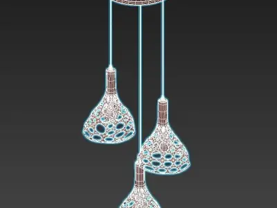 velante-243-026-03 three light pendant hanging from ceiling 3D model