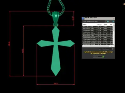 Light Gold 18K Cross Pendant 2CP013 3D print model