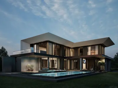 Modern House Design - Lotus Retreat 3D model