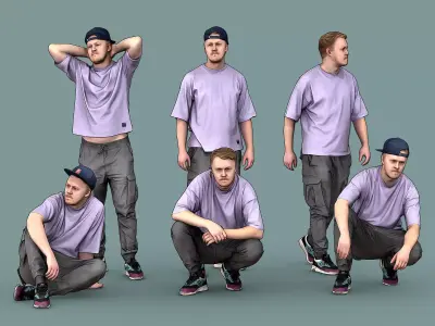 Guy in Purple T-shirt 3D Model Pack