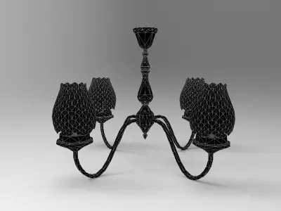 Chandelier with four lamps Low-poly 3D model