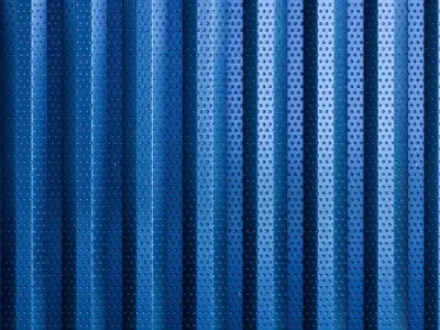 Blue Painted Perforated Corrugated Metal PBR Seamless Texture