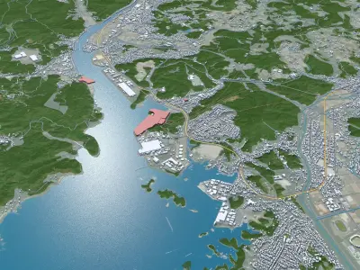 Sasebo Nagasaki Japan 30km AI Low-poly 3D model