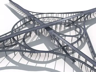 Highway Road Viaduct Flyover-08 3D model