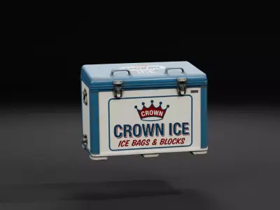Vintage Commercial Ice Cooler Box Low-poly 3D model