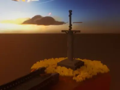 Stylized Sword Statue Low-poly 3D model