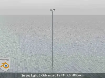 Street Light 3 Galvanized F2 M1 K0 5000mm Low-poly 3D model