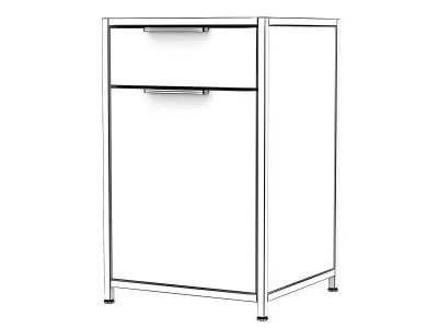 Dita Bedside Cabinet with Drawer and Door 3D model