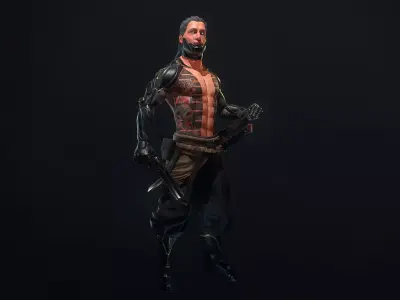 Cyborg Yasha rigged Low-poly 3D model