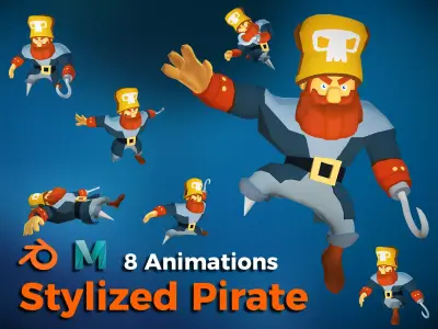 Stylized Pirate - Game ready Free low-poly 3D model